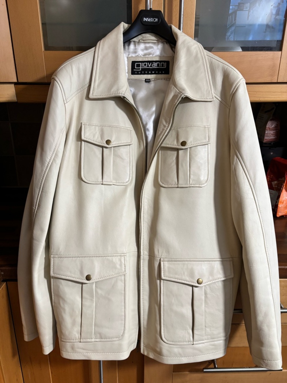 VANNI Cream Leather Field Jacket